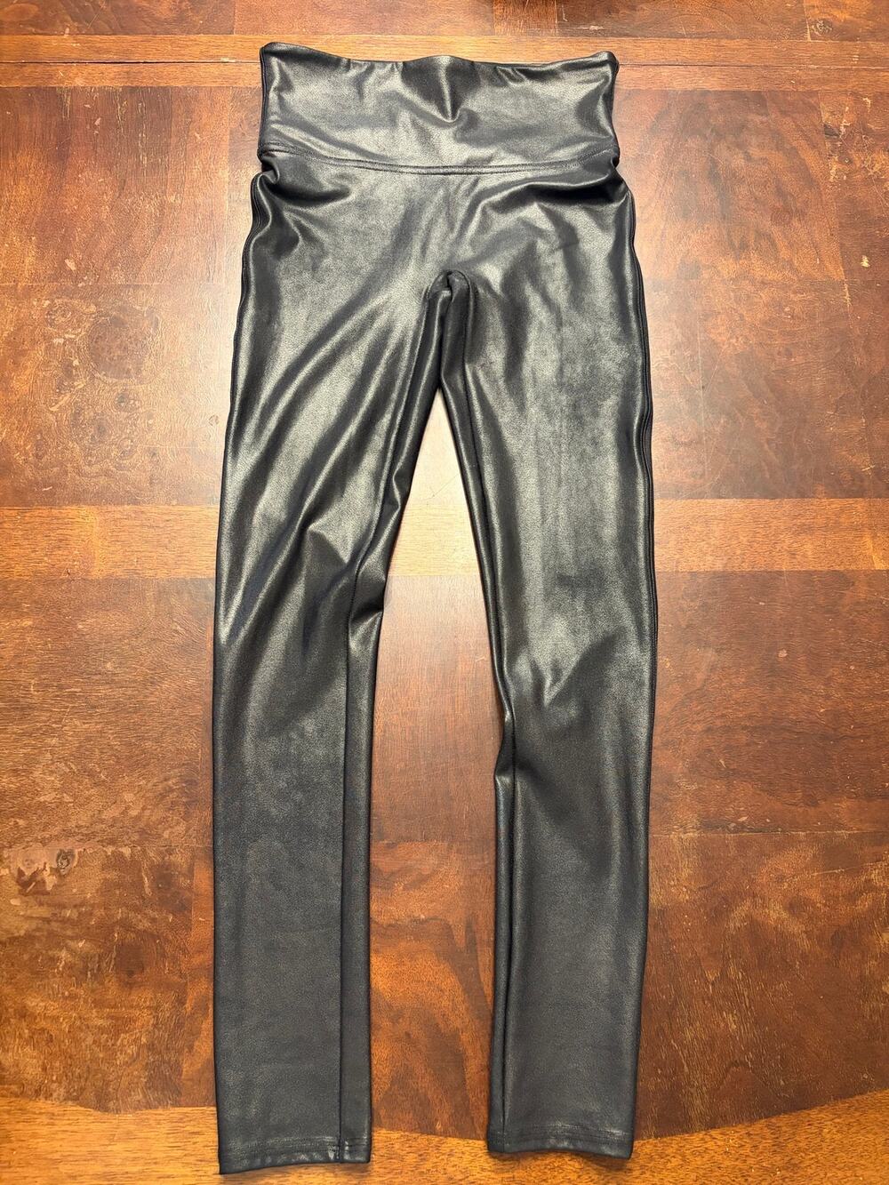 SPANX Faux Leather Leggings Black Small Petite S/P High Rise